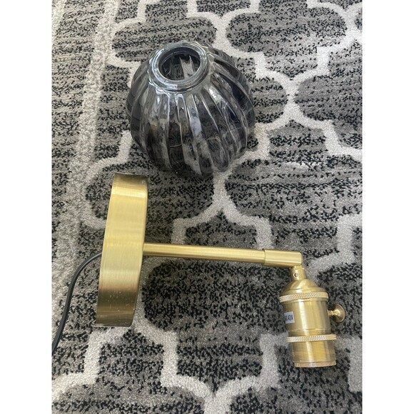 Sconce Tulip Shaped Smoked Colored Glass Shade Hard Wired Light Lamp - Picture 8 of 16